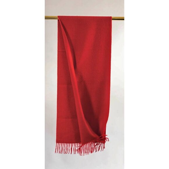 $985 XL LONG HOLLAND & SHERRY 100% CASHMERE RED SCARF WRAP SHAWL Scotland 29x 75 - Picture 11 of 12